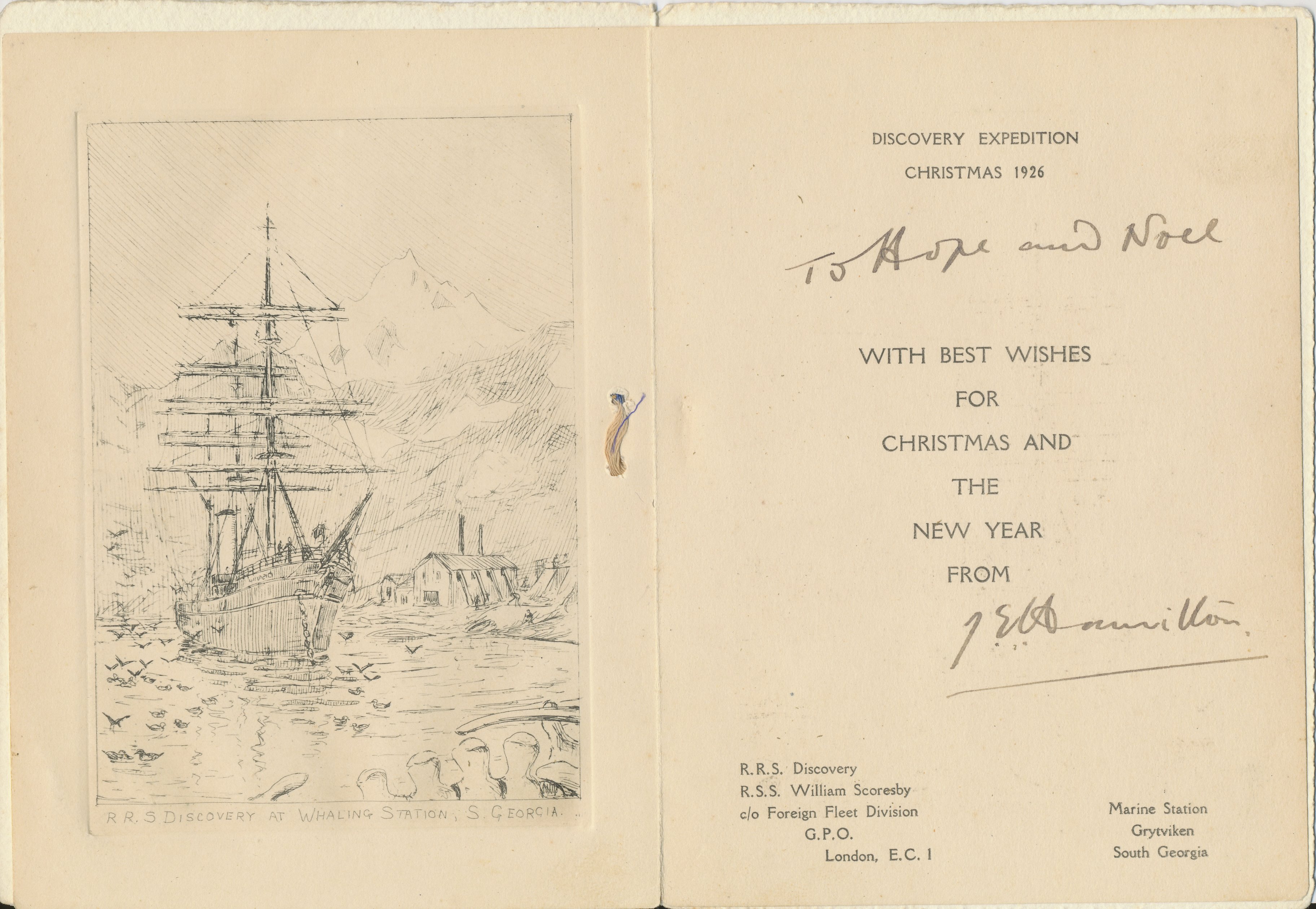 Christmas card from Discovery Oceanographic Expedition, Dec 1926 image