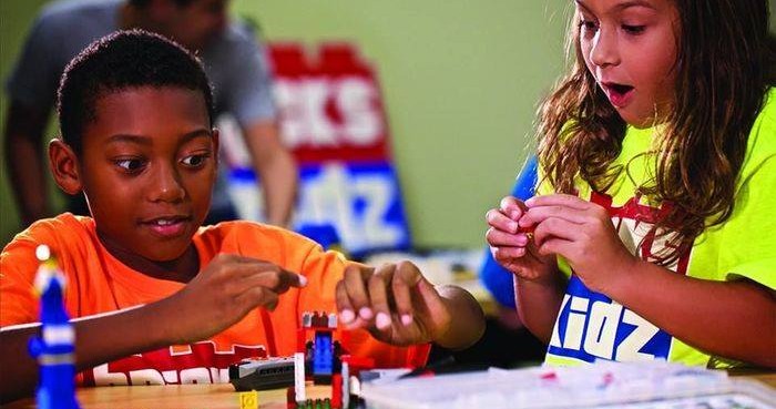 children playing with lego