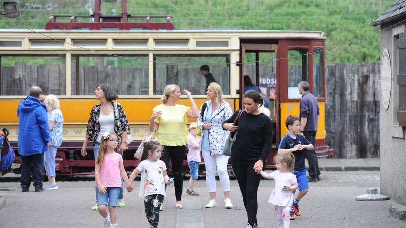 people and tram at summerlee