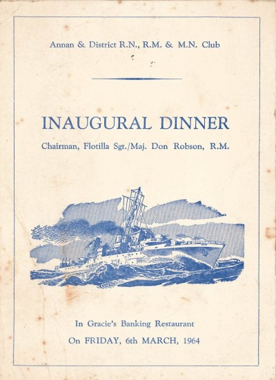 Menu for the Annan & District Royal Navy, Royal Marines and Merchant Navy Club Inaugural Dinner image