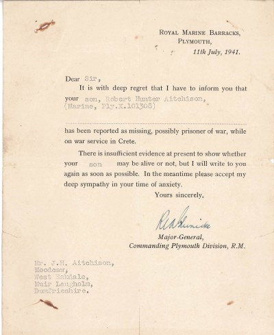Letter from Major General of Plymouth Division image