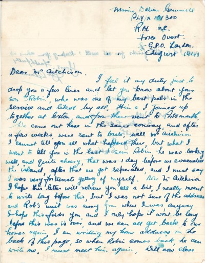 Letter to Mr Aitchison from William Gemmel image