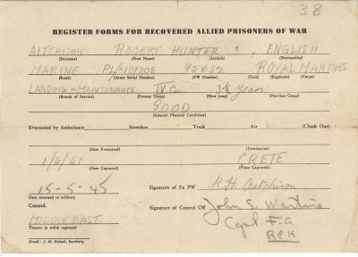 Register Forms for Recovered Allied Prisoners of War image