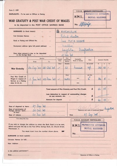 War Gratuity and Post War Credit of Wages image