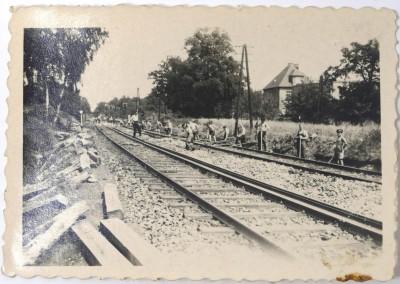Photograph of Prisoners of War working on a railway image