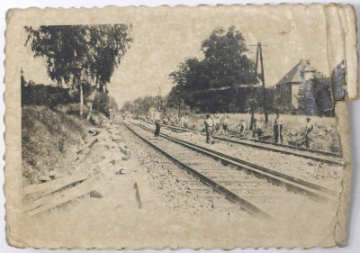 Photograph of Prisoners of War working on a railway image